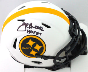 Joe Greene Autographed Steelers Lunar Speed Mini Helmet w/ HOF -Beckett W *Black