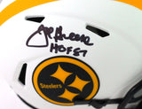 Joe Greene Autographed Steelers Lunar Speed Mini Helmet w/ HOF -Beckett W *Black