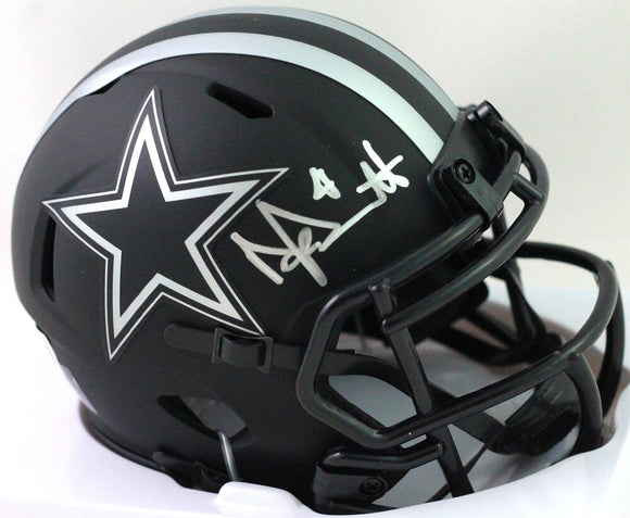 Dak Prescott Autographed Dallas Cowboys Eclipse Mini Helmet- Beckett W Hologram *Silver