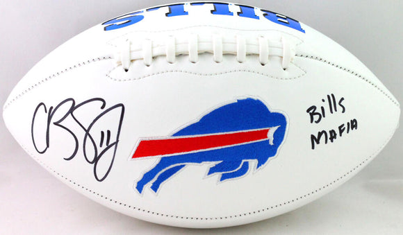 Cole Beasley Autographed Buffalo Bills Logo Football w Bills Mafia-Beckett W*Blk