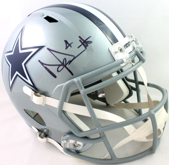 Dak Prescott Autographed Dallas Cowboys Speed F/S Helmet- Beckett W Hologram *Black Image 1