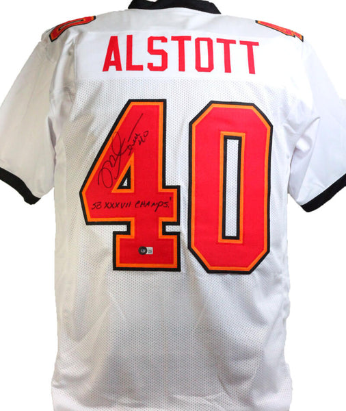 Mike Alstott Autographed White College Style Jersey w/A-Train - Becket –  The Jersey Source