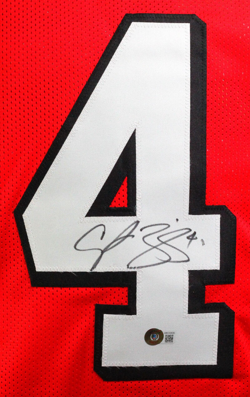 Champ Bailey Autographed Red College Style Jersey- Beckett W *Black