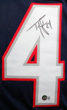 Ty Law Autographed Blue Pro Style STAT Jersey- Beckett W *Black