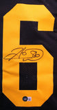 Hines Ward Autographed Black w/ Yellow Num Pro Style Jersey- Beckett W *Black