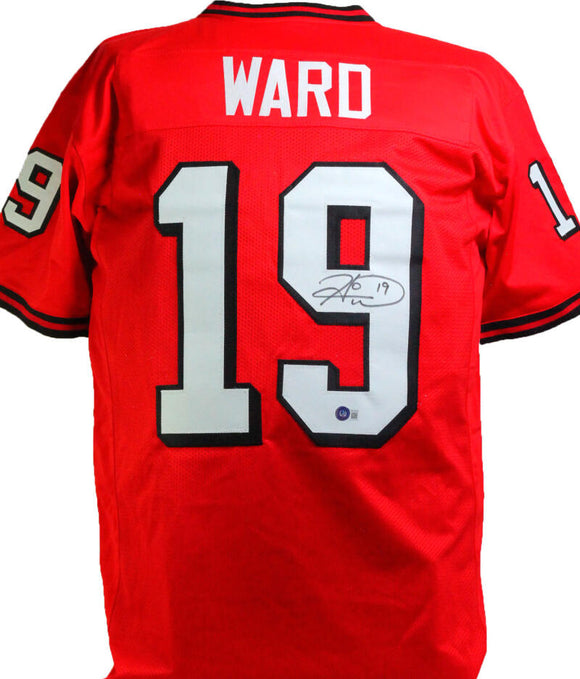 Hines Ward Autographed Red College Style Jersey- Beckett W *Black
