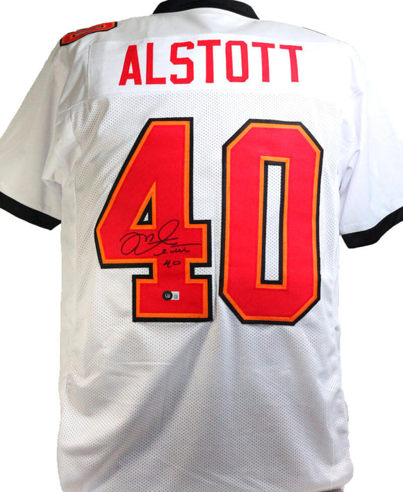 Mike Alstott Autographed White Pro Style Jersey - Beckett W  *Black *4 Image 1