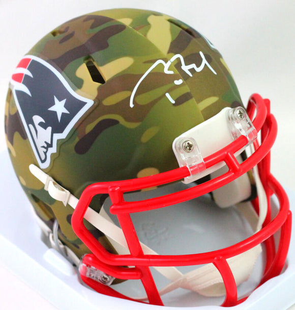 Tom Brady Signed New England Patriots Camo Speed Mini Helmet- Fanatics –  The Jersey Source