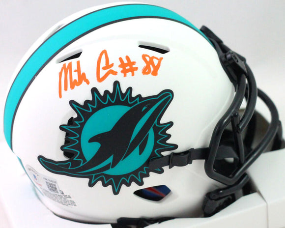 Mike Gesicki Signed Miami Dolphins Lunar Speed Mini Helmet- Beckett W *Orange Image 1