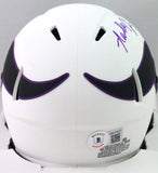 Randall Cunningham Autographed Vikings Lunar Speed Mini Helmet- BA W HOLO*Purple Image 3