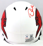 Derrick Brooks Autographed Buccaneers Lunar Speed Mini Helmet- Beckett W *Red
