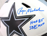 Roger Staubach Autographed Cowboys Lunar Speed Authentic F/S Helmet w 2 Insc- Beckett W Hologram *Blue Image 2