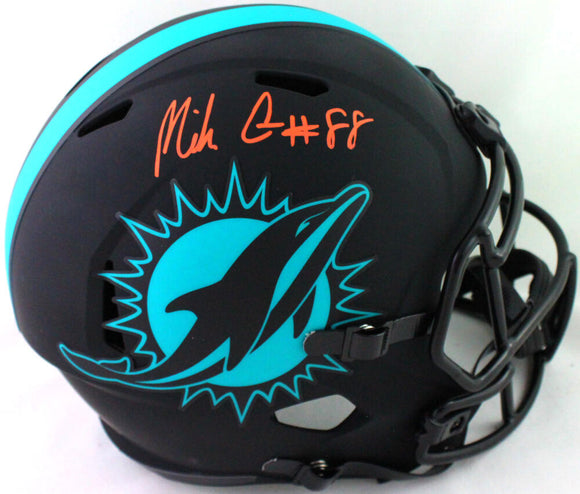 Mike Gesicki Autographed Miami Dolphins Eclipse Speed FS Helmet-Beckett W*Orange Image 1