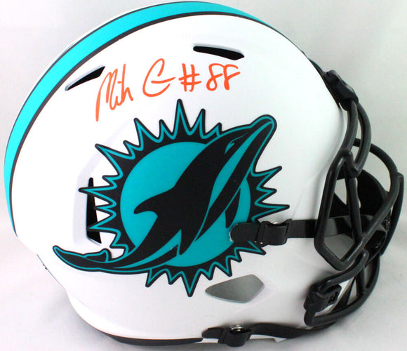 Mike Gesicki Autographed Miami Dolphins Lunar Speed F/S Helmet-Beckett W *Orange Image 1