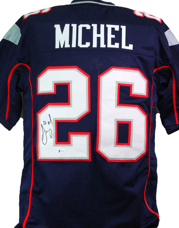 Sony Michel Autographed Blue Pro Style Jersey- Beckett W *Black Image 1
