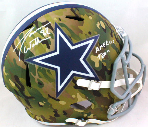 Jason Witten Autographed Dallas Cowboys Camo Speed F/S Helmet w/insc- Beckett W *White Image 1