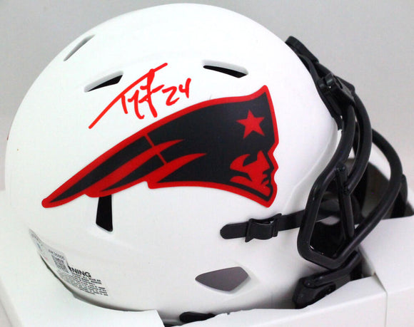 Ty Law Autographed New England Patriots Lunar Speed Mini Helmet- Beckett W *Red