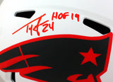 Ty Law Autographed NE Patriots Lunar Speed Full Size Helmet HOF- Beckett W *Red