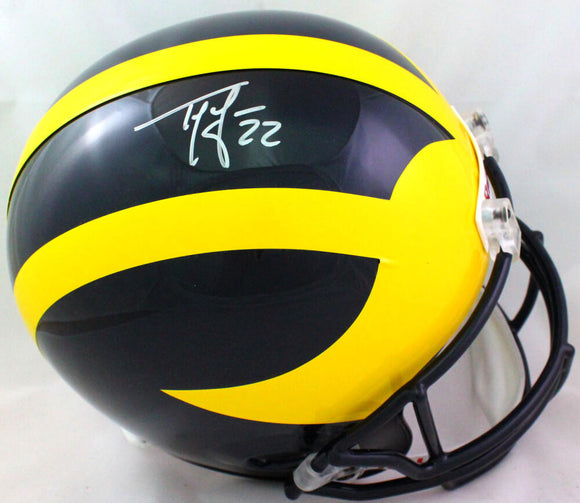 Ty Law Autographed Michigan Wolverines F/S Speed Helmet- Beckett W *Silver