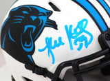 Luke Kuechly Autographed Panthers Lunar Speed Mini Helmet- Beckett W *Baby Blue