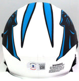 Luke Kuechly Autographed Panthers Lunar Speed Mini Helmet- Beckett W *Baby Blue