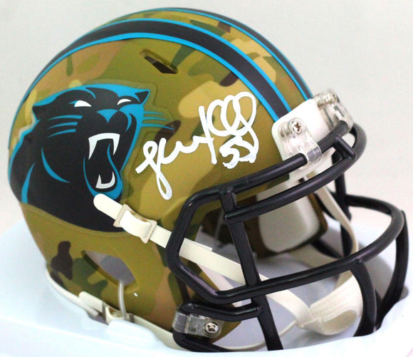 Luke Kuechly Autographed Carolina Panthers Camo Mini Helmet- Beckett W *White