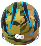 Luke Kuechly Autographed Carolina Panthers Camo Mini Helmet- Beckett W *White