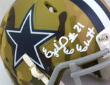 Ezekiel Elliott Autographed Dallas Cowboys Camo Mini Helmet- Beckett W *White