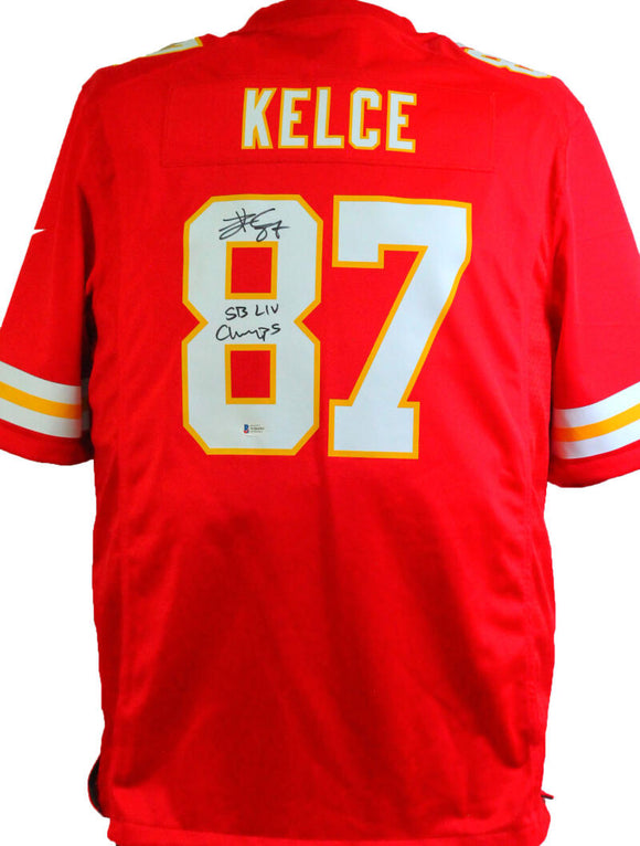 Travis Kelce Signed KC Chiefs Red Nike Authentic Jersey w/ SBC