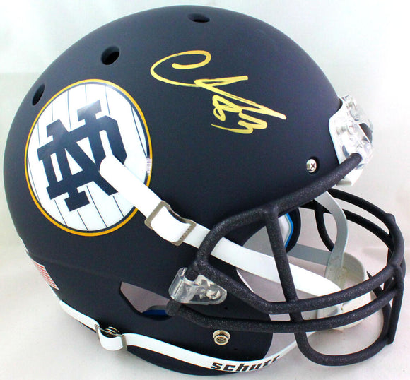 Chase Claypool Autographed Notre Dame Blue Alt F/S Helmet Blue FM-Beckett W Hologram *gold