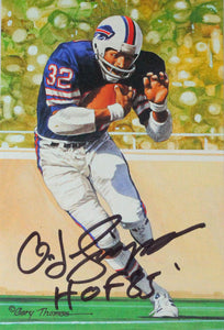 OJ Simpson Autographed Buffalo Bills Goal Line Art Card w/ HOF - JSA W *Black