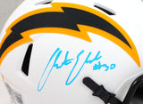 Austin Ekeler Autographed LA Chargers Lunar Speed Mini Helmet- Beckett W*BbyBlue