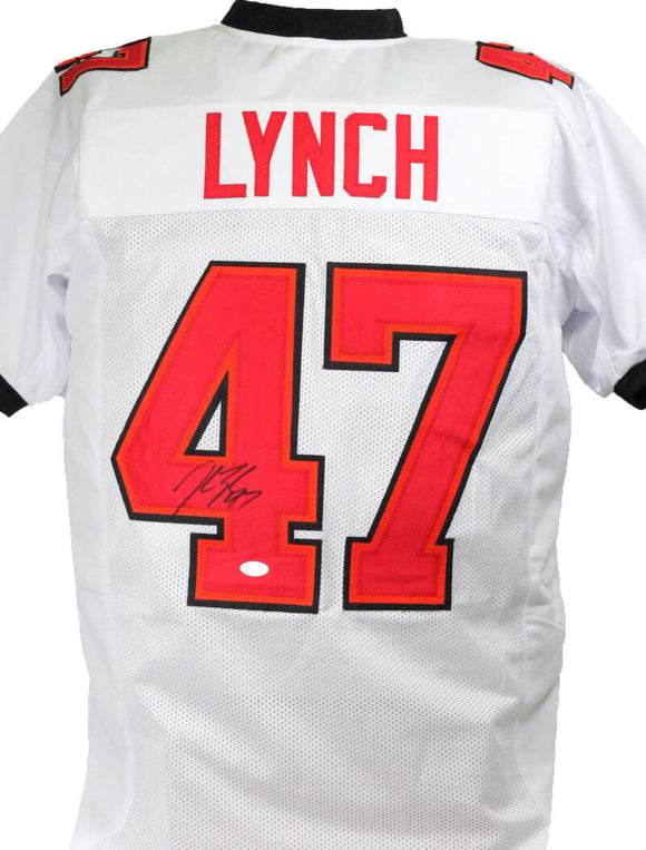 John Lynch Autographed White SB Style Jersey- Beckett W *Black