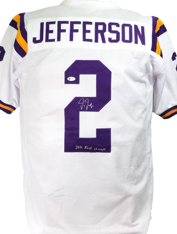 Justin Jefferson Autographed White College Style Jersey w/ Insc