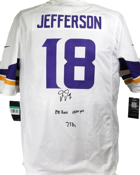 Justin Jefferson Signed White Nike Authentic Jersey w/ Insc