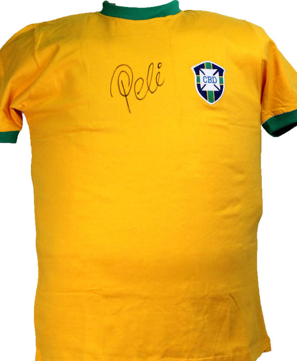 PELE Brazil Autographed Yellow Jersey