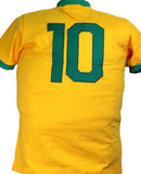 Pele Autographed Brazil CBD Yellow Soccer Jersey-Beckett Auth *Black