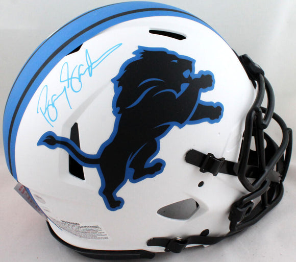Barry Sanders Autographed Lions Lunar Speed Authentic FS Helmet- JSA W *Baby Blue