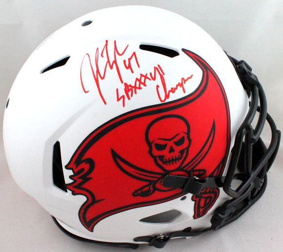 John Lynch Autographed Tampa Bay Bucs Authentic Lunar F/S Helmet w/ SB Champs- Beckett W *Red
