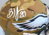 Brian Dawkins Autographed Eagles Camo Speed Mini Helmet- Beckett W *White