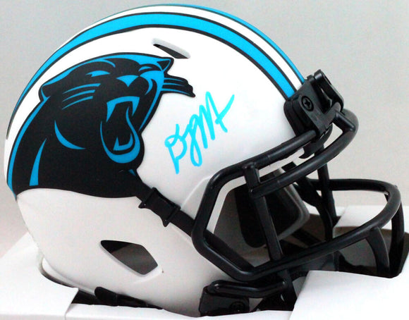 DJ Moore Autographed Carolina Panthers Lunar Speed Mini Helmet - Beckett W *Baby Blue Image 1