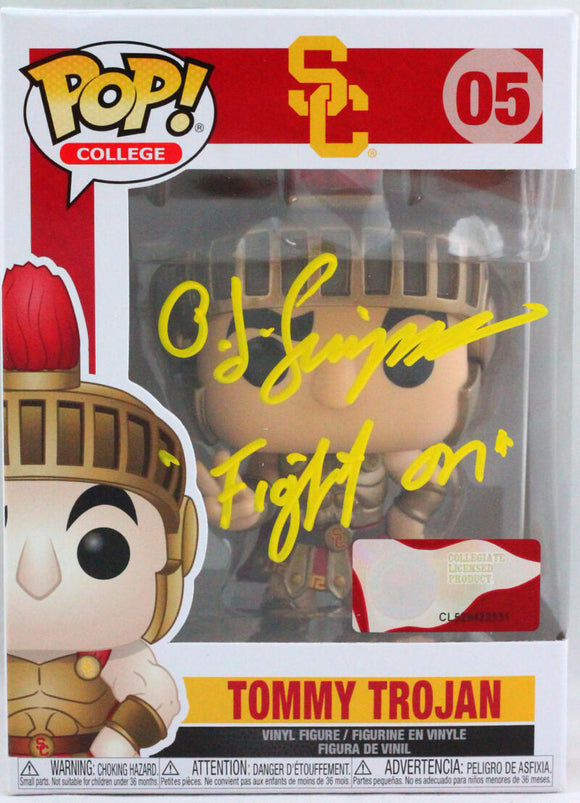 OJ Simpson Autographed USC Funko Pop Figurine #05 w/fight on-JSA W *Yellow