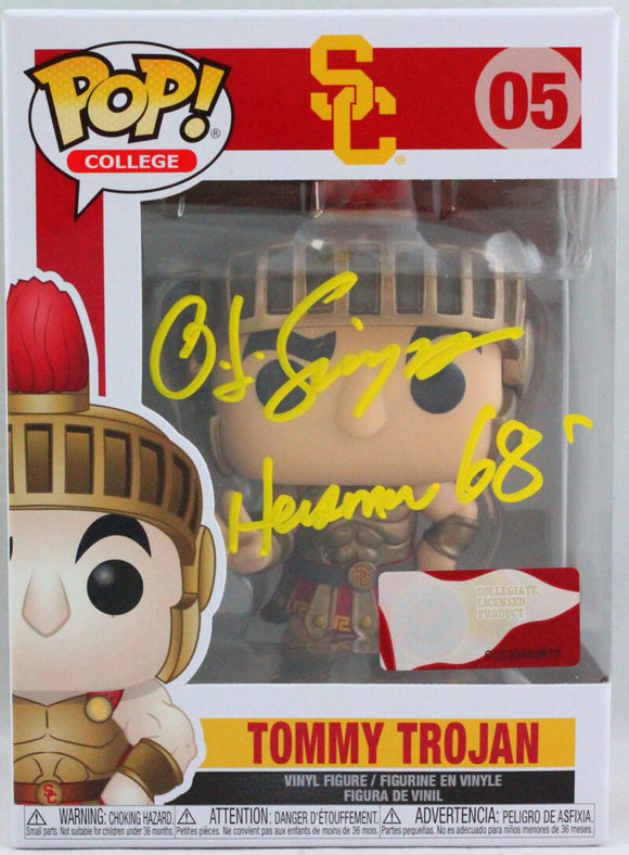 OJ Simpson Autographed USC Funko Pop Figurine #05 w/ Heisman- JSA W *Yellow