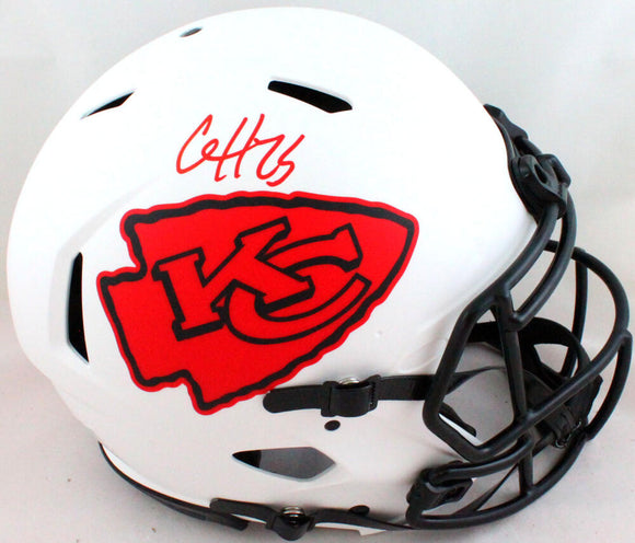 Clyde Edwards-Helaire Autographed KC Chiefs Authentic Lunar F/S Helmet- Beckett W *Red
