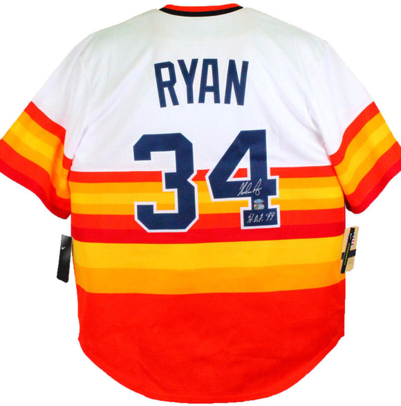 Nolan Ryan Autographed Astros Nike Rainbow Jersey w/ HOF- AIV Hologram *Slvr *4 Image 1