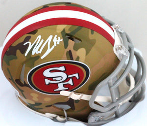 Nick Bosa Autographed San Francisco 49ers Camo Speed Mini Helmet- Beckett W Holo *White Image 1