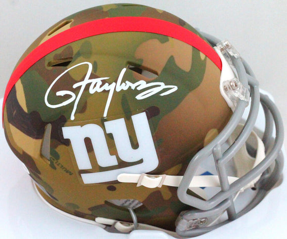 Lawrence Taylor Autographed NY Giants Camo Mini Helmet- Beckett W *White