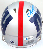 Lawrence Taylor Autographed NY Giants AMP Speed Mini Helmet- Beckett W *Blue