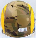 Kurt Warner Autographed St. Louis Rams Camo Speed Mini Helmet- Beckett W *White