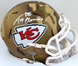 Tony Gonzalez Autographed KC Chiefs Camo Speed Mini Helmet- Beckett W *White